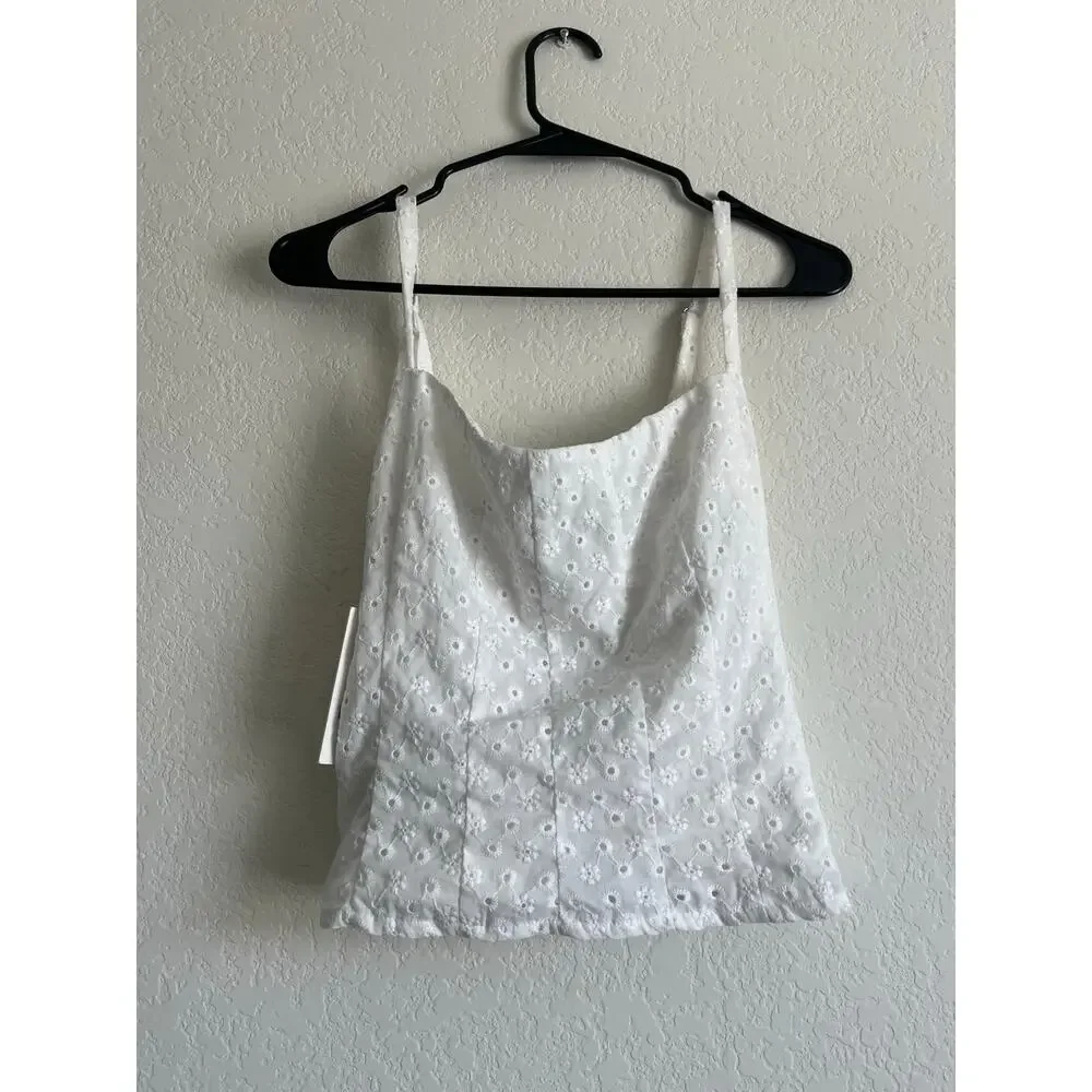 SZ 4 Reformation Hattie Top White Eyelet NWT - Picture 3 of 5